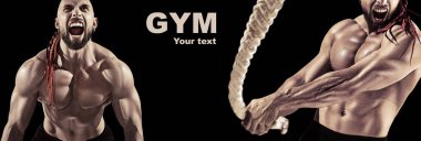 siyah arka plan üzerine spor salonunda ağırlık kaldırma yapan erkek.
