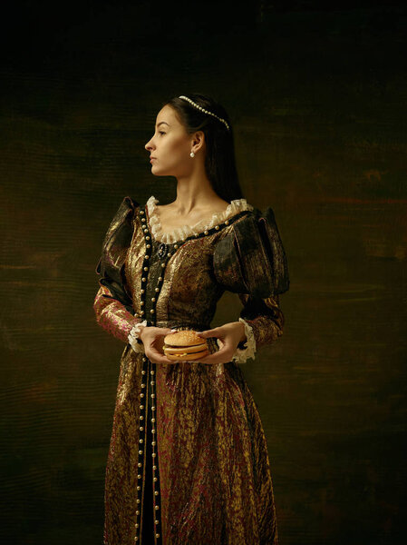 Girl in medieval beautiful dress