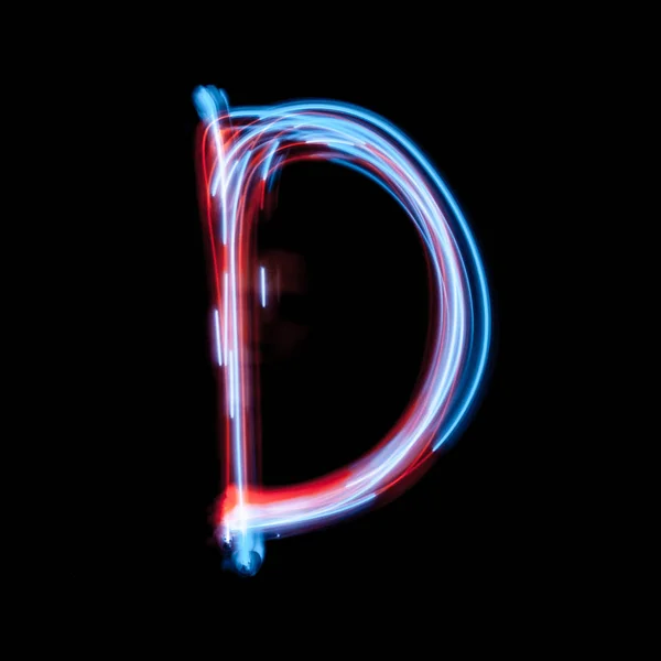 Γράμμα D του αλφαβήτου από πινακίδες νέον — Φωτογραφία Αρχείου