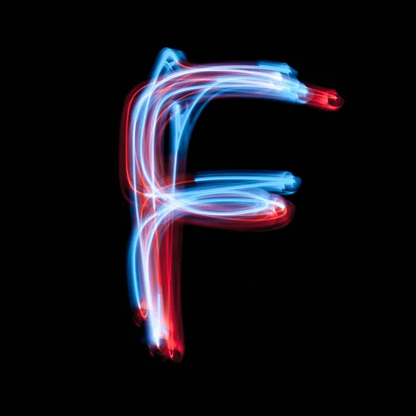 Lettera F dell'alfabeto composto da segni al neon — Foto Stock