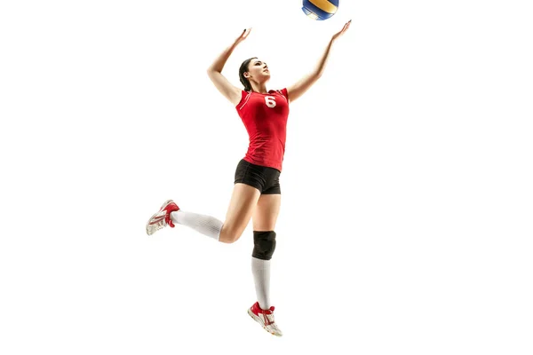 Female professional volleyball player isolated on white — Stock Photo, Image