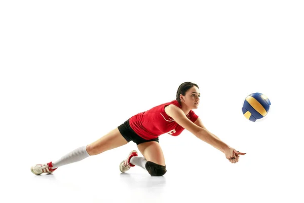 Female professional volleyball player isolated on white — Stock Photo, Image