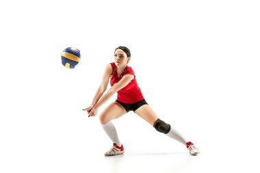 Female professional volleyball player isolated on white clipart
