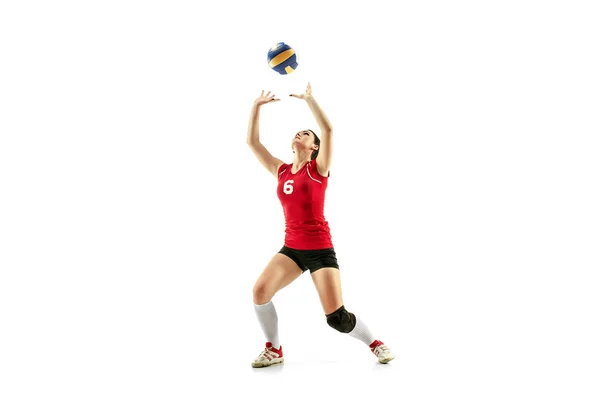 Female professional volleyball player isolated on white — Stock Photo, Image