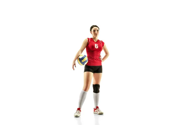 Female professional volleyball player isolated on white — Stock Photo, Image