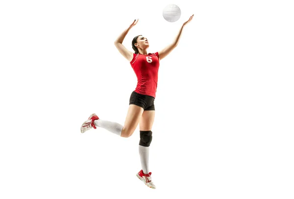 Female professional volleyball player isolated on white — Stock Photo, Image