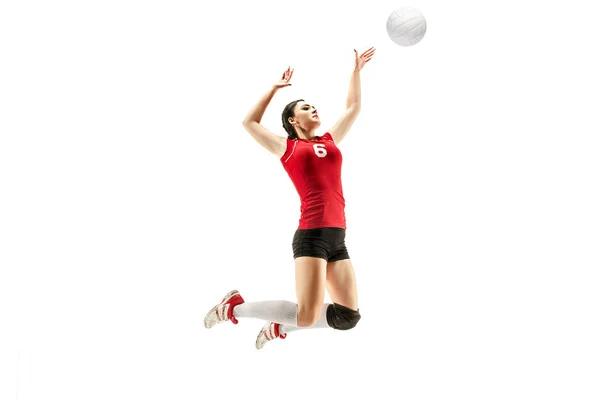 Female professional volleyball player isolated on white — Stock Photo, Image