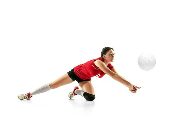 Female professional volleyball player isolated on white — Stock Photo, Image