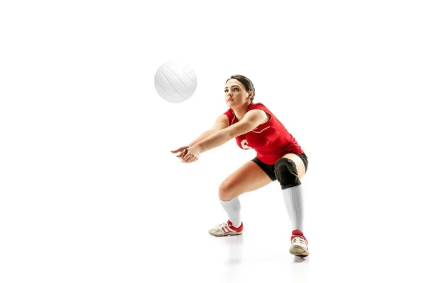 Female professional volleyball player isolated on white — Stock Photo, Image