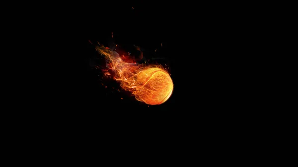 Tennis ball in fire — Stock Photo, Image