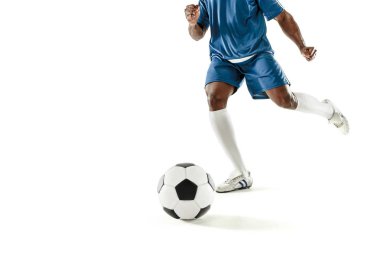 beyaz izole futbol oyuncu yakın çekim bacaklar