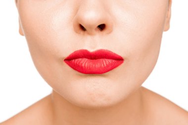 Seksi kırmızı dudak. Yakın çekim güzel dudaklar