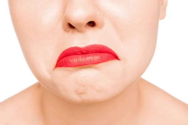 Szexi vörös ajak. Közeli kép: szép ajkak — Stock Fotó