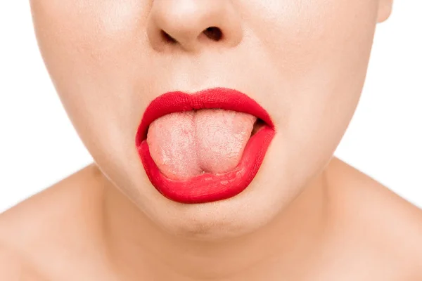 Sexy Red Lip. Close-up Beautiful lips — Stock Photo, Image