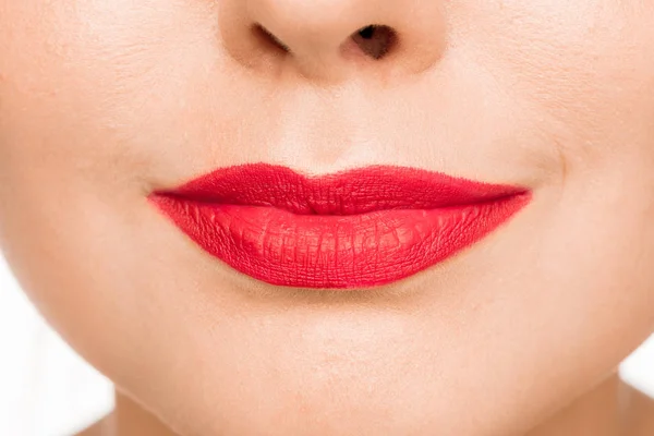 Bibir merah seksi. Close-up Cantik bibir — Stok Foto