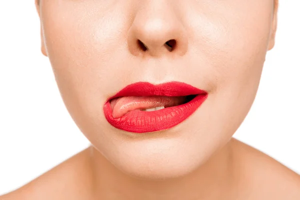 Sexy Red Lip. Close-up Beautiful lips — Stock Photo, Image