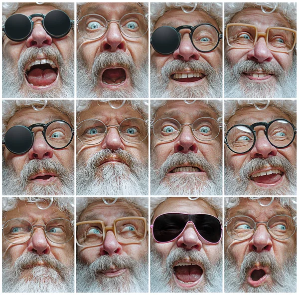 De olika känslor eller känslomässiga ansikte av Santa Clause — Stockfoto