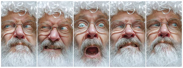 De verschillende emoties of emotionele gezicht van de Kerstman — Stockfoto