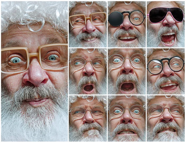 The different emotions or emotional face of Santa Clause — Stock Photo, Image