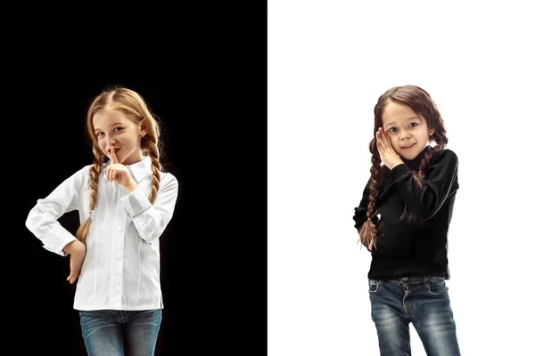 Geheim Gossip Concept Jonge Meisjes Fluisteren Van Een Geheim Achter — Stockfoto