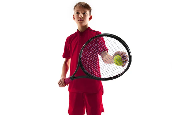 Mladý tenista izolované na bílém — Stock fotografie