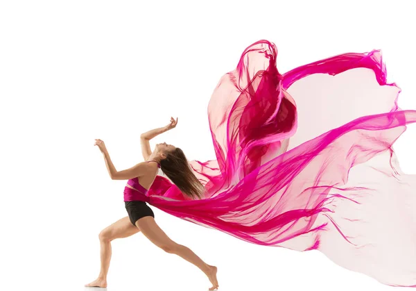 Ballerina. Young graceful female ballet dancer dancing over white studio. Beauty of classic ballet. — Stok fotoğraf