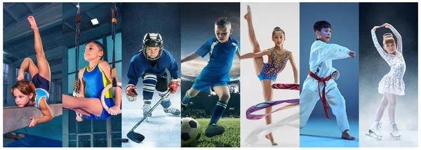 冰球运动员在运动，商业竞争，少女在训练 — 图库照片