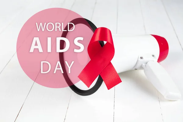 Aids Awareness Sign Red Ribbon. World Aids Day concept. — Stock Photo, Image