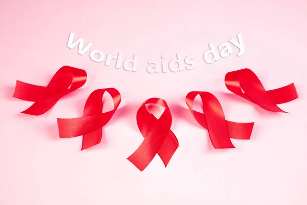 Aids Awareness Sign Red Ribbon. World Aids Day concept. — Stock Photo, Image