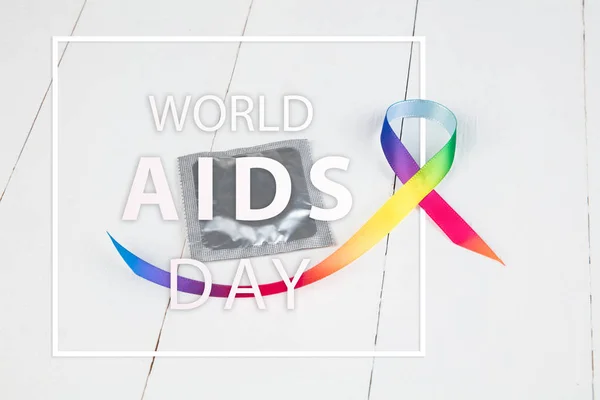 Aids Awareness Sign Red Ribbon. World Aids Day concept. — Stock Photo, Image