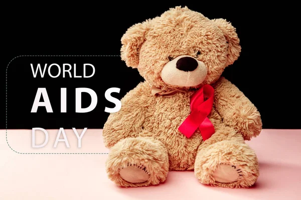 Signo de Conciencia del Sida Cinta Roja. Concepto del Día Mundial del SIDA . — Foto de Stock