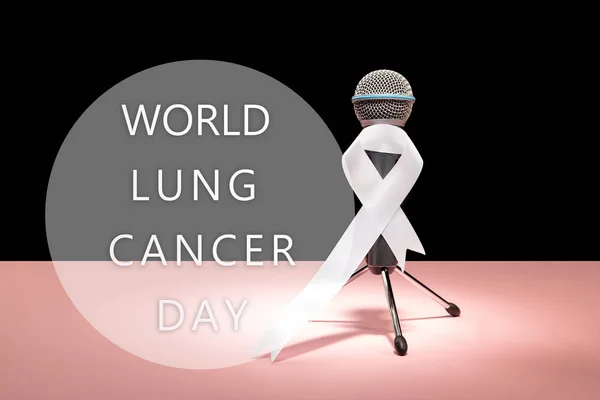 Nastro per il cancro ai polmoni, nastro bianco, simbolo della lotta contro il cancro ai polmoni — Foto Stock
