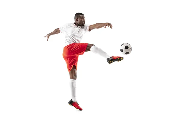 白い背景の分離されたアフリカ サッカー サッカー選手 — ストック写真