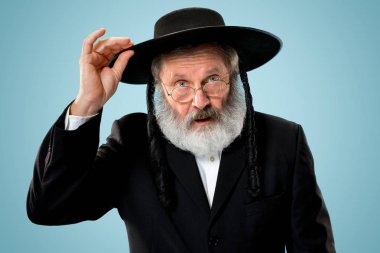 Portrait of old senior orthodox Hasdim Jewish man clipart