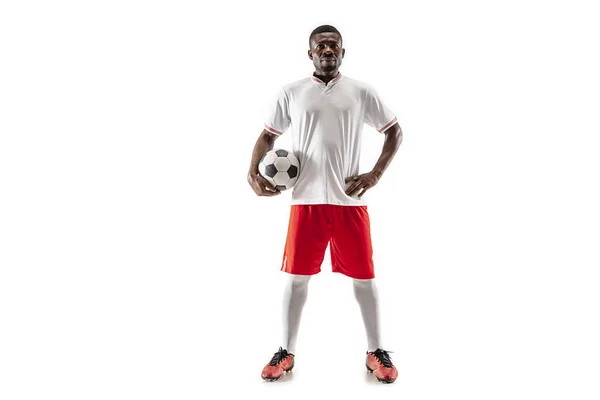 흰색 배경에 고립 된 아프리카 축구 축구 선수 — 스톡 사진