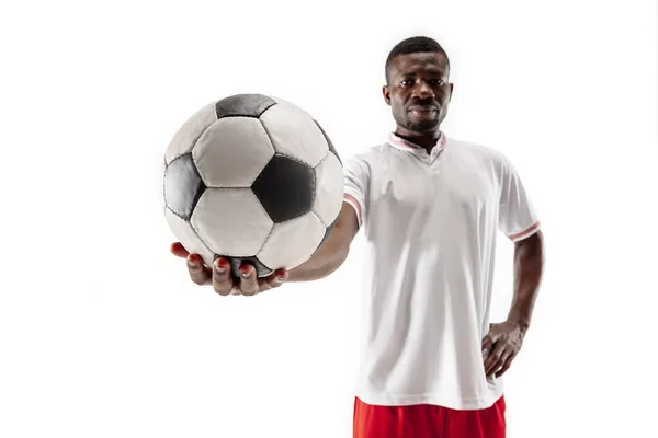 Afrikanska fotboll fotbollsspelare isolerad på vit bakgrund — Stockfoto