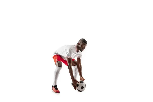 Beyaz arka plan üzerinde izole Afrika futbol futbolcu — Stok fotoğraf