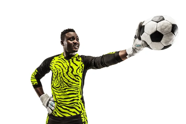 Um goleiro jogador de futebol africano — Fotografia de Stock