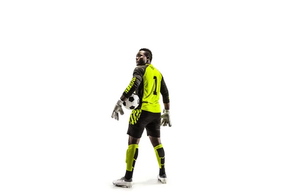 One african soccer player goalkeeper — Stock Photo, Image
