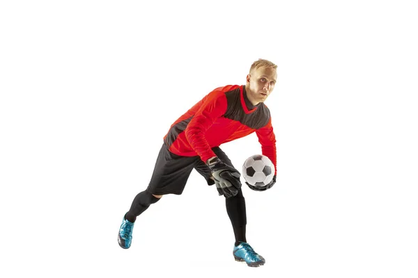 Egy férfi labdarúgó játékos kapus — Stock Fotó