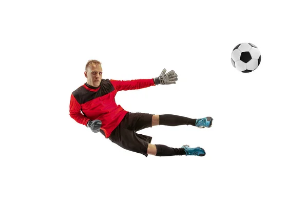 Voetbal speler doelman one-man vangen van de bal — Stockfoto