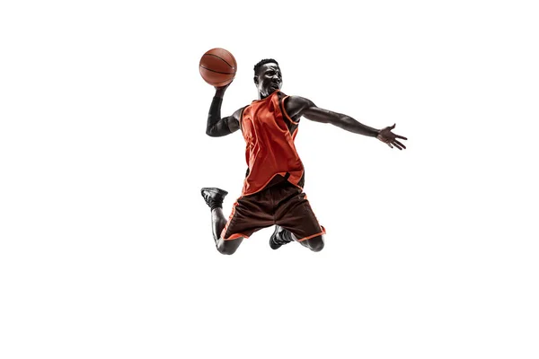 Full length portrait of a basketball player with ball — Stock Photo, Image