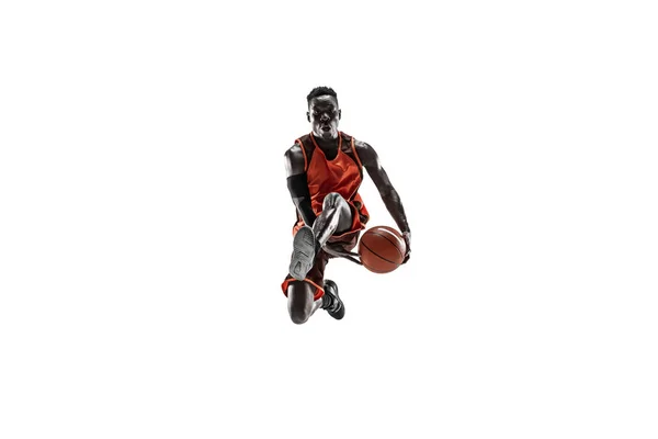 Full length portrait of a basketball player with ball — Stock Photo, Image