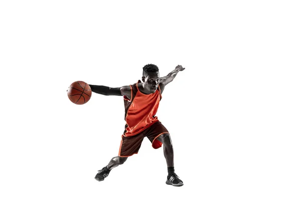 Full length portrait of a basketball player with ball — Stock Photo, Image