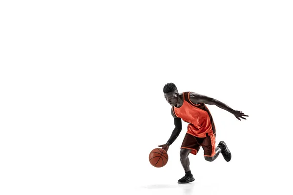 Full length portrait of a basketball player with ball — Stock Photo, Image