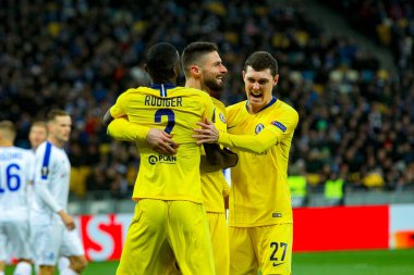 Madridli oyuncuların Chelsea bir gol Uefa Avrupa Ligi sırasında 1 8