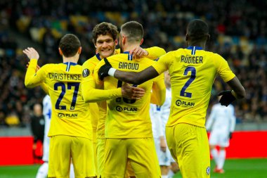 Madridli oyuncuların Chelsea bir gol Uefa Avrupa Ligi sırasında 1 8