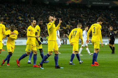 Madridli oyuncuların Chelsea bir gol Uefa Avrupa Ligi sırasında 1 8