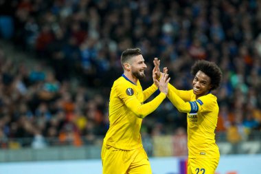 Madridli oyuncuların Chelsea bir gol Uefa Avrupa Ligi sırasında 1 8