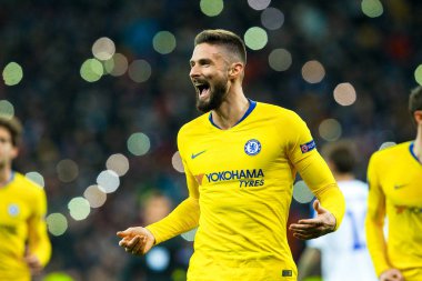 Madridli oyuncuların Chelsea bir gol Uefa Avrupa Ligi sırasında 1 8